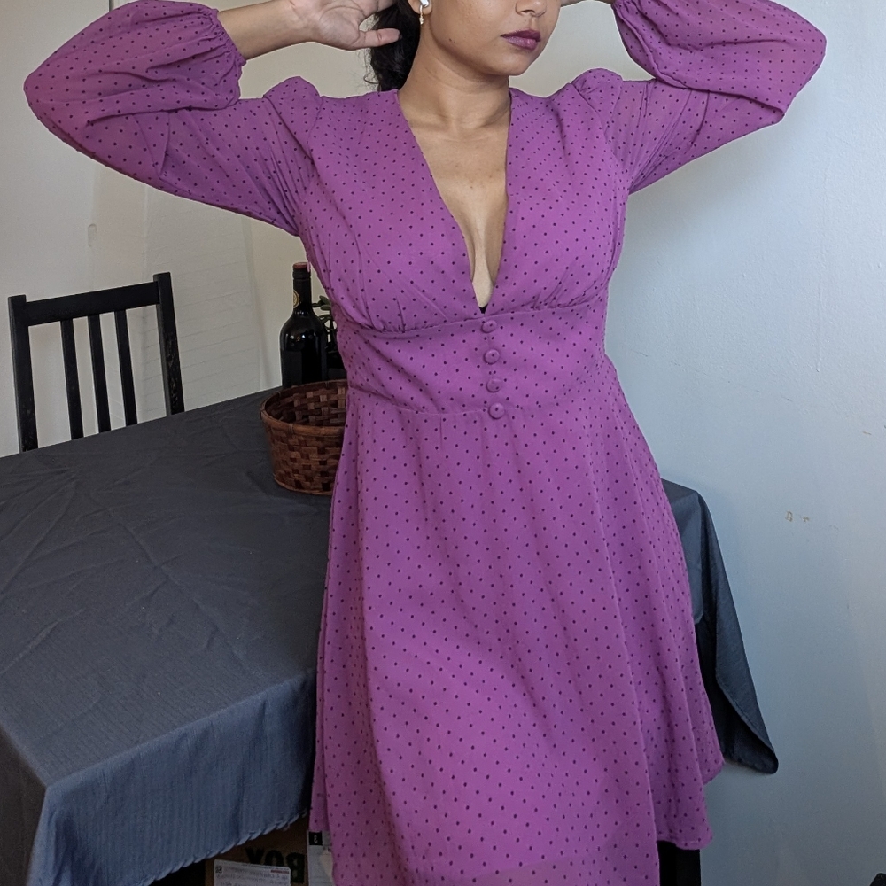 Nasty Gal Purple Polka Dot Sundress